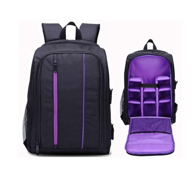 Outdoor Camera Backpack Water-resistant Photography Camera Shoulders Bag, Size:45x32x18cm (Purple)