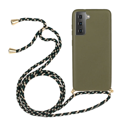 For Samsung Galaxy S23 FE 5G Wheat Straw Material + TPU Phone Case with Lanyard(Army Green) - free shipping - PMC Jewellery - Order now!