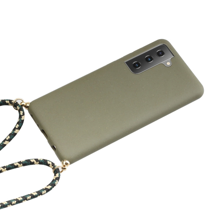 For Samsung Galaxy S23 FE 5G Wheat Straw Material + TPU Phone Case with Lanyard(Army Green)
