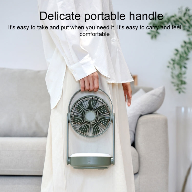 WT-F62 Outdoor Portable USB Charging Air Cooling Fan with LED Night Lamp(Army Green)