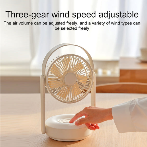 WT-F62 Outdoor Portable USB Charging Air Cooling Fan with LED Night Lamp(Army Green)