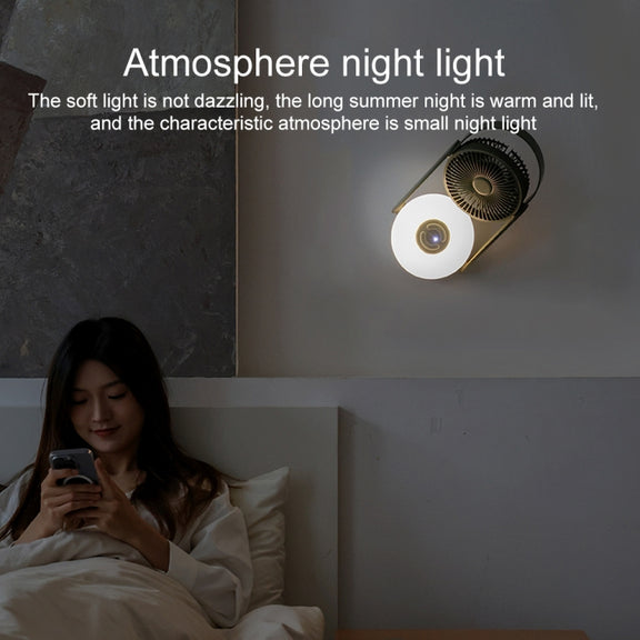 WT-F62 Outdoor Portable USB Charging Air Cooling Fan with LED Night Lamp(Army Green)