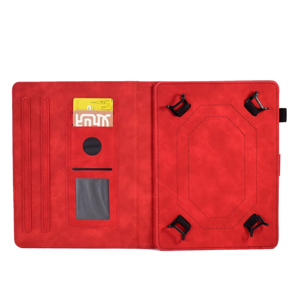 For 7 inch Tablets Peony Butterfly Embossed Leather Tablet Case(Red)