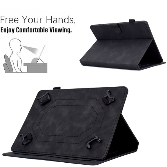 For 7 inch Tablets Peony Butterfly Embossed Leather Tablet Case(Black)