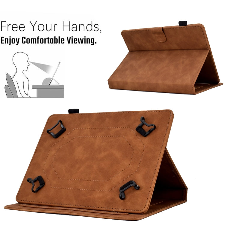 For 8 inch Tablets Peony Butterfly Embossed Leather Tablet Case(Brown) - 8 inch by PMC TechLife | Online Shopping South Africa | PMC TechLife | Buy Now Pay Later Mobicred