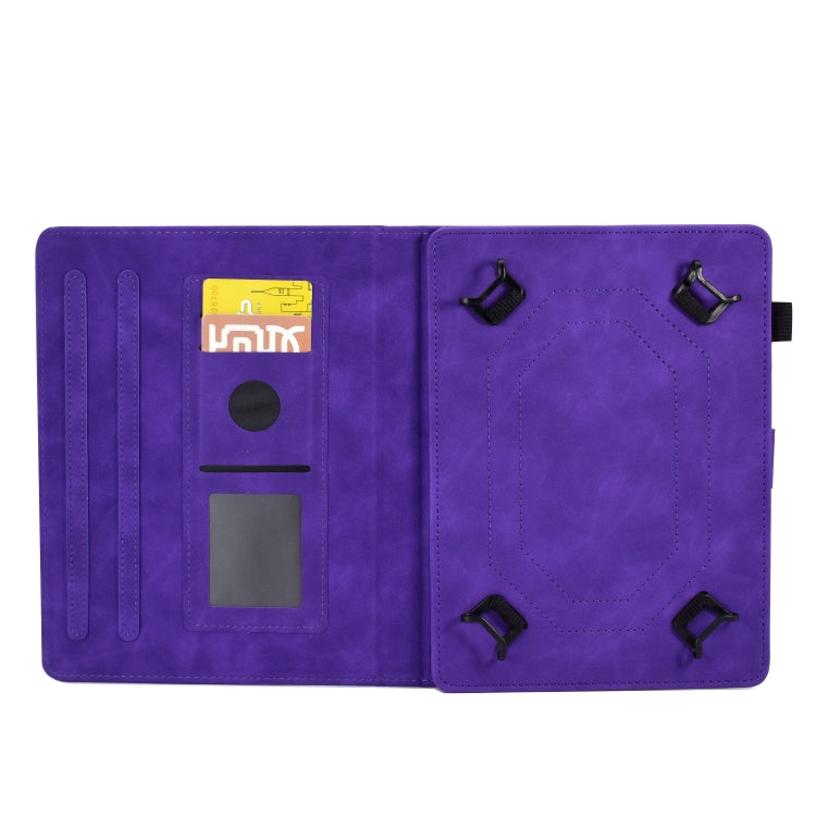 For 8 inch Tablets Peony Butterfly Embossed Leather Tablet Case(Purple)