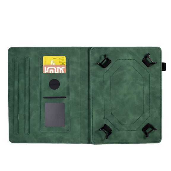 For 10 inch Tablets Peony Butterfly Embossed Leather Tablet Case(Green)