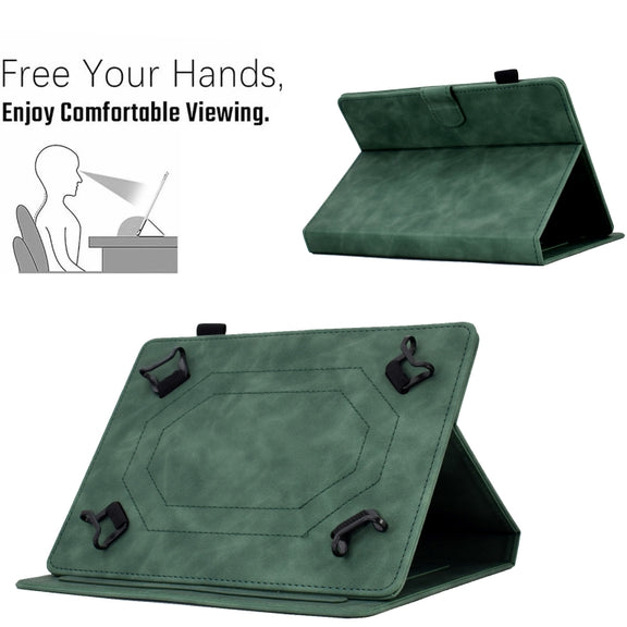 For 10 inch Tablets Peony Butterfly Embossed Leather Tablet Case(Green)