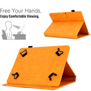 For 10 inch Tablets Peony Butterfly Embossed Leather Tablet Case(Khaki)