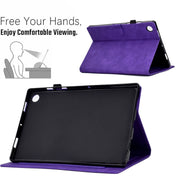 Peony Butterfly Embossed Leather Tablet Case For Huawei MatePad T 10 / T 10s / Honor Tablet Enjoy 2 / Pad X6 / Pad 6(Purple)
