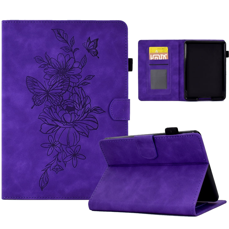 For Amazon Kindle 11th 2022 Peony Butterfly Embossed Leather Smart Tablet Case(Purple) - Amazon by PMC TechLife | Online Shopping South Africa | PMC TechLife | Buy Now Pay Later Mobicred