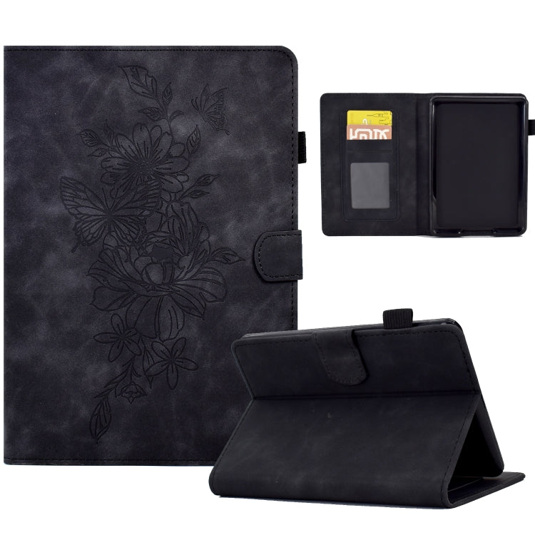 For Amazon Kindle 11th 2024 / 2022 Peony Butterfly Embossed Leather Smart Tablet Case(Black) - Amazon by PMC TechLife | Online Shopping South Africa | PMC TechLife | Buy Now Pay Later Mobicred