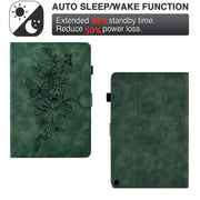 For Amazon Kindle Fire HD10 2021 Peony Butterfly Embossed Leather Smart Tablet Case(Green)
