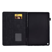 For Amazon Kindle Fire HD10 2021 Peony Butterfly Embossed Leather Smart Tablet Case(Black)