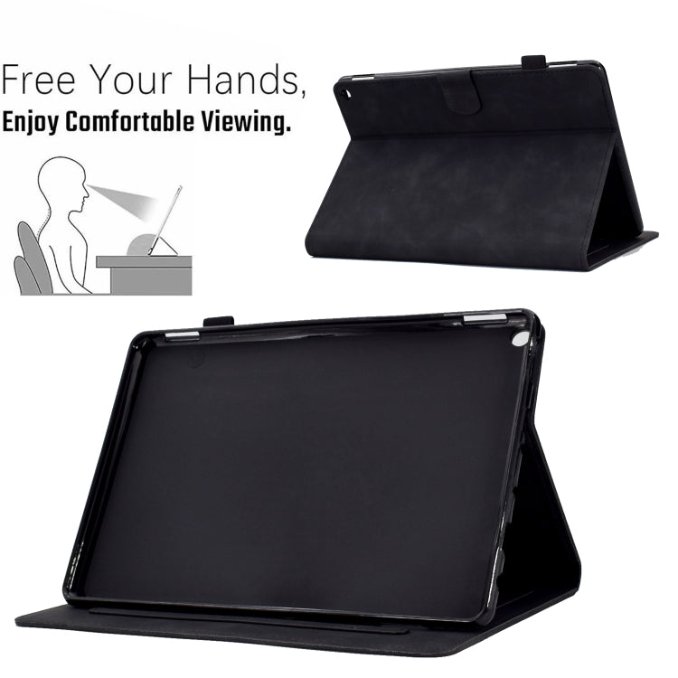For Amazon Kindle Fire HD10 2021 Peony Butterfly Embossed Leather Smart Tablet Case(Black)