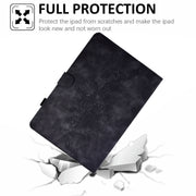 For Amazon Kindle Fire HD10 2021 Peony Butterfly Embossed Leather Smart Tablet Case(Black)
