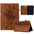 For Amazon Kindle Fire HD8 2022 Peony Butterfly Embossed Leather Smart Tablet Case(Brown) - Amazon by PMC TechLife | Online Shopping South Africa | PMC TechLife | Buy Now Pay Later Mobicred
