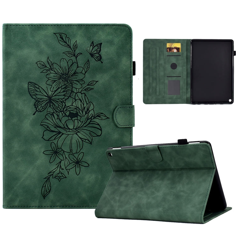 For Amazon Kindle Fire HD8 2022 Peony Butterfly Embossed Leather Smart Tablet Case(Green) - Amazon by PMC TechLife | Online Shopping South Africa | PMC TechLife | Buy Now Pay Later Mobicred