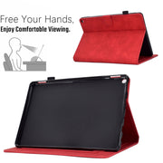 For Amazon Kindle Fire HD8 2022 Peony Butterfly Embossed Leather Smart Tablet Case(Red)