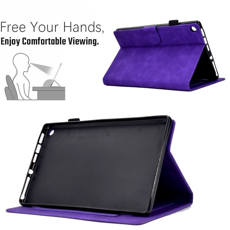For Amazon Kindle Fire HD8 2018/2017/2016 Peony Butterfly Embossed Leather Smart Tablet Case(Purple) - Amazon by PMC TechLife | Online Shopping South Africa | PMC TechLife | Buy Now Pay Later Mobicred