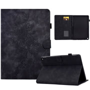 For Amazon Kindle Fire HD8 2020 Peony Butterfly Embossed Leather Smart Tablet Case(Black)