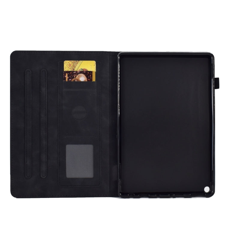 For Amazon Kindle Fire HD8 2020 Peony Butterfly Embossed Leather Smart Tablet Case(Black)