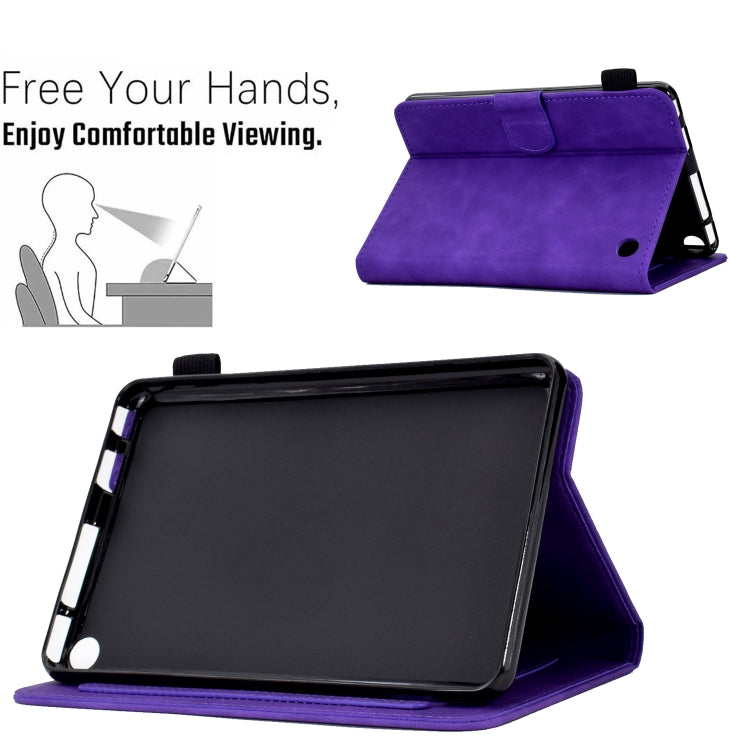 For Amazon Kindle Fire 7 2022 Peony Butterfly Embossed Leather Smart Tablet Case(Purple) - Amazon by PMC TechLife | Online Shopping South Africa | PMC TechLife | Buy Now Pay Later Mobicred