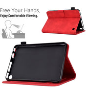 For Amazon Kindle Fire 7 2022 Peony Butterfly Embossed Leather Smart Tablet Case(Red)
