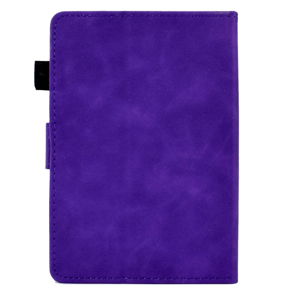 For Amazon Kindle Paperwhite 5 Peony Butterfly Embossed Leather Smart Tablet Case(Purple)