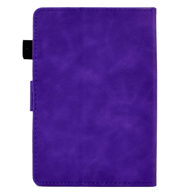 For Amazon Kindle Paperwhite 5 Peony Butterfly Embossed Leather Smart Tablet Case(Purple)