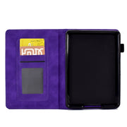 For Amazon Kindle Paperwhite 5 Peony Butterfly Embossed Leather Smart Tablet Case(Purple)