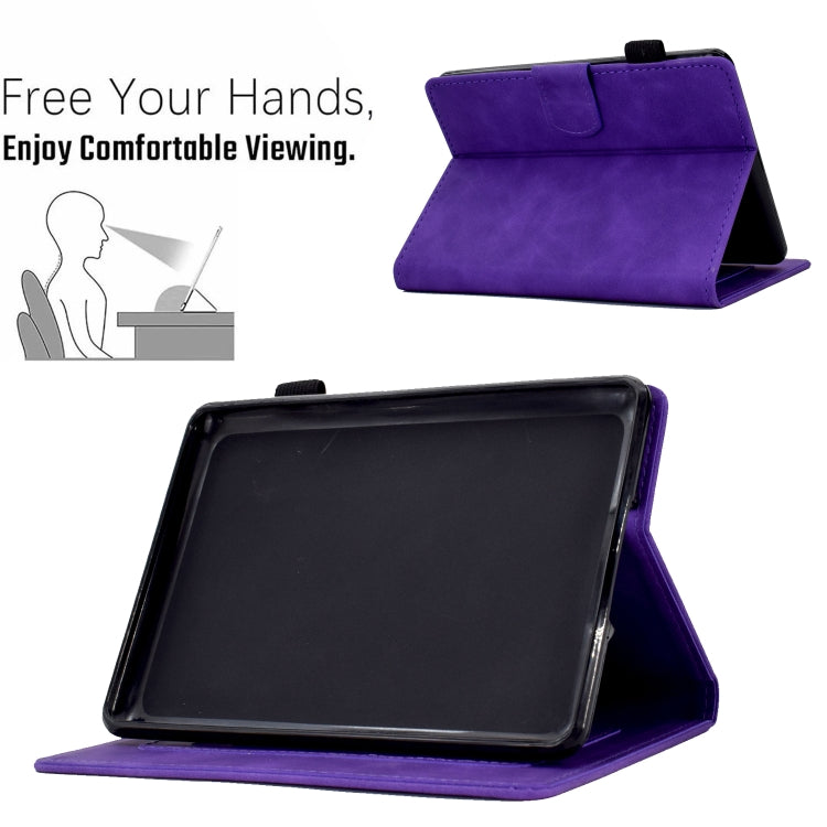 For Amazon Kindle Paperwhite 5 Peony Butterfly Embossed Leather Smart Tablet Case(Purple)