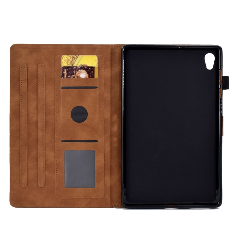 For Lenovo Tab M10 Gen 2 Peony Butterfly Embossed Leather Smart Tablet Case(Brown)