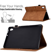 For Lenovo Tab M10 Gen 2 Peony Butterfly Embossed Leather Smart Tablet Case(Brown)
