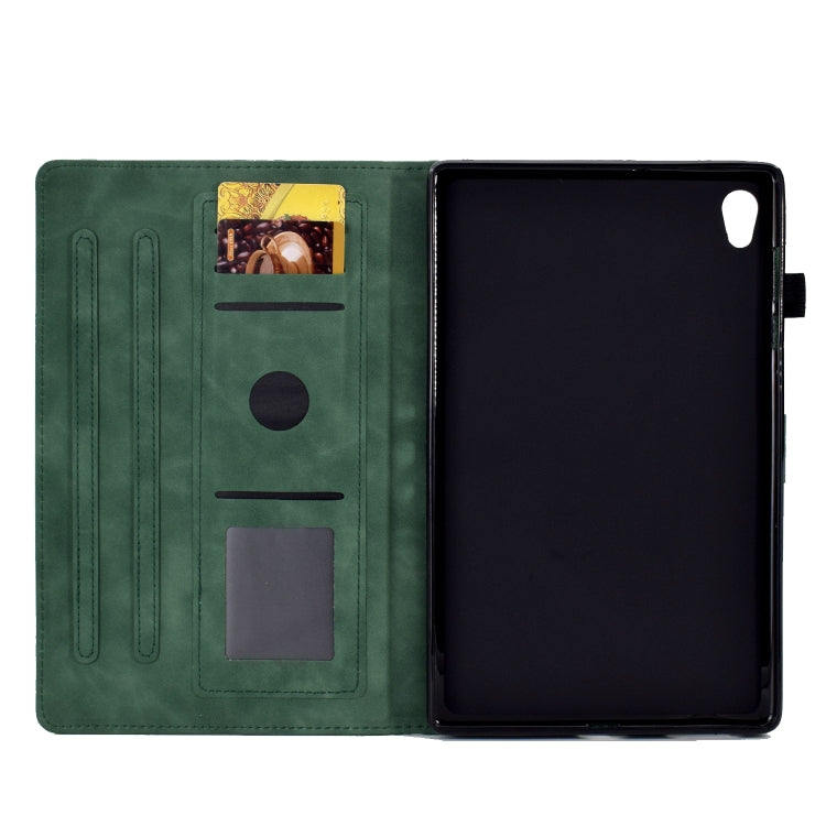 For Lenovo Tab M10 Gen 2 Peony Butterfly Embossed Leather Smart Tablet Case(Green)