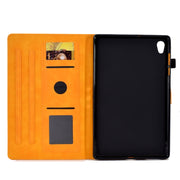 For Lenovo Tab M10 Gen 2 Peony Butterfly Embossed Leather Smart Tablet Case(Khaki)