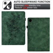 For Lenovo Tab M10 Plus Peony Butterfly Embossed Leather Smart Tablet Case(Green)