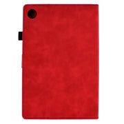 For Lenovo Tab M10 Plus Peony Butterfly Embossed Leather Smart Tablet Case(Red)