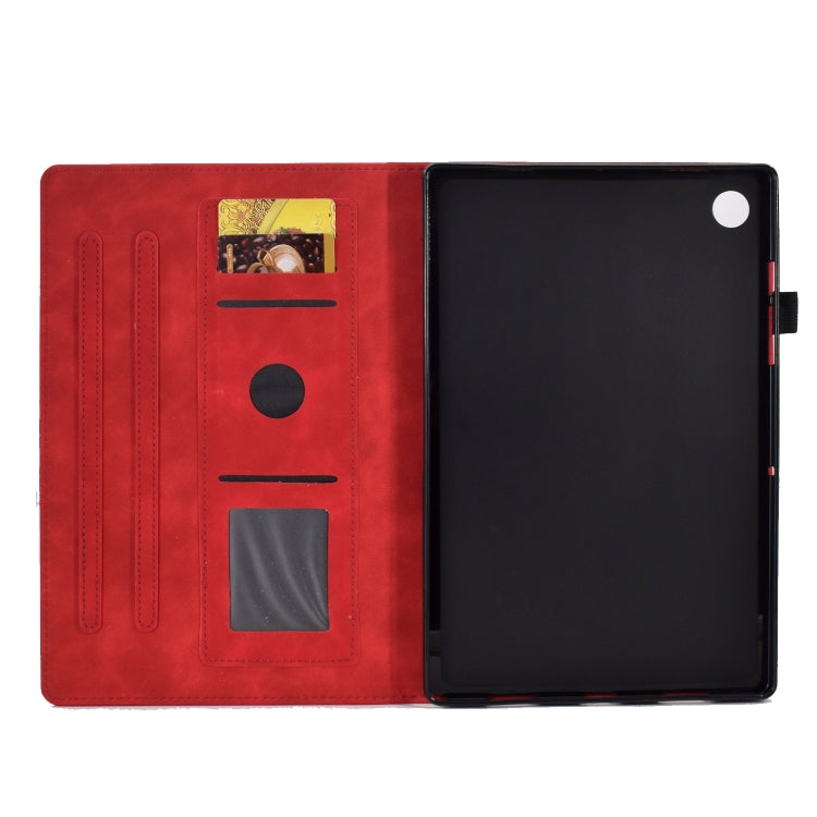 For Lenovo Tab M10 Plus Peony Butterfly Embossed Leather Smart Tablet Case(Red) - Lenovo by PMC TechLife | Online Shopping South Africa | PMC TechLife | Buy Now Pay Later Mobicred
