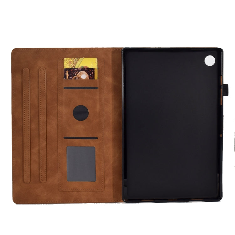 For Lenovo Tab M10 Plus 3rd Gen Peony Butterfly Embossed Leather Smart Tablet Case(Brown) - Lenovo by PMC TechLife | Online Shopping South Africa | PMC TechLife | Buy Now Pay Later Mobicred