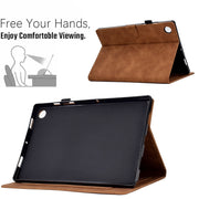 For Lenovo Tab M10 Plus 3rd Gen Peony Butterfly Embossed Leather Smart Tablet Case(Brown)