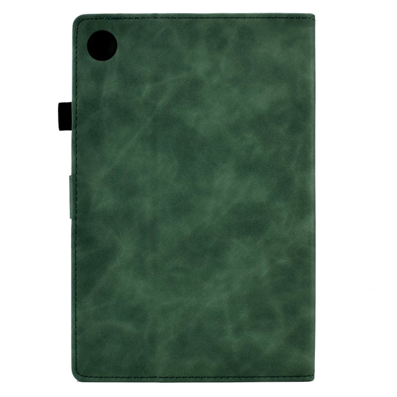 For Lenovo Tab M10 Plus 3rd Gen Peony Butterfly Embossed Leather Smart Tablet Case(Green)