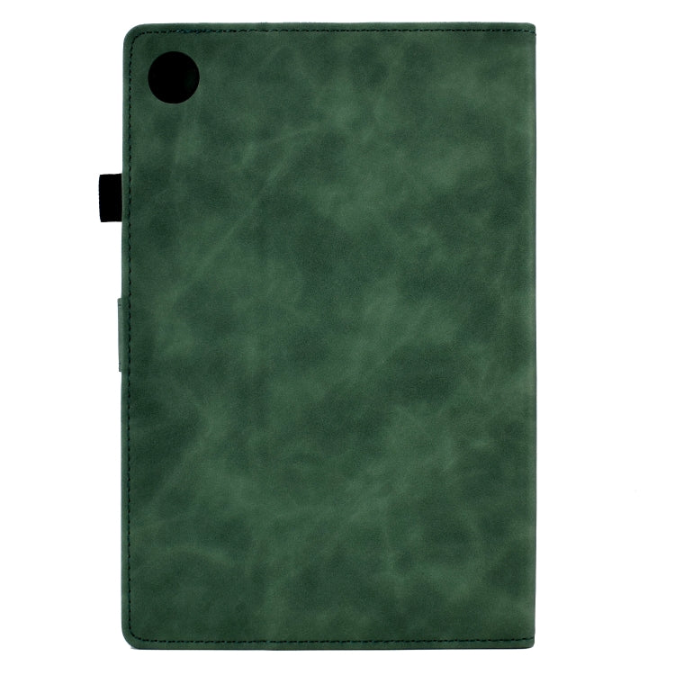 For Lenovo Tab M10 Plus 3rd Gen Peony Butterfly Embossed Leather Smart Tablet Case(Green)