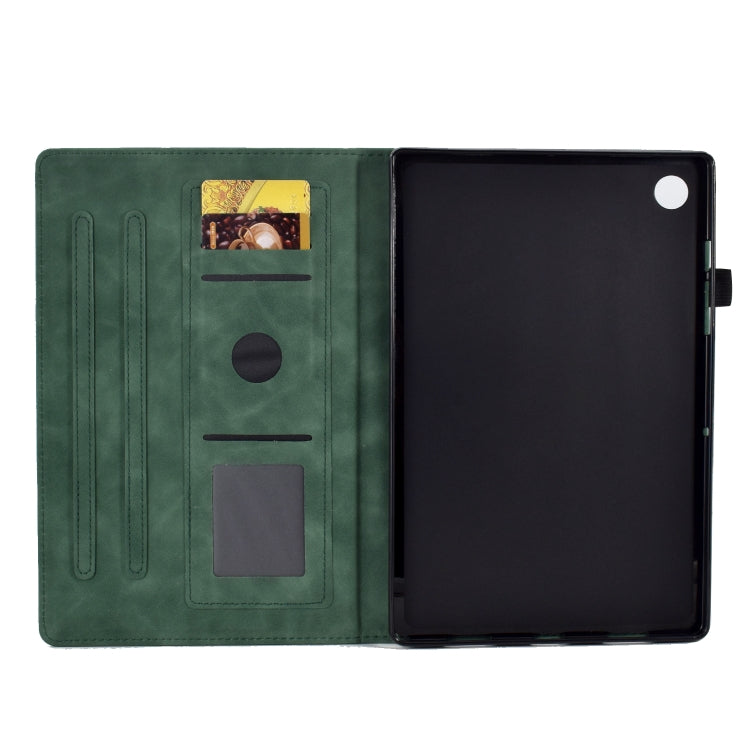 For Lenovo Tab M10 Plus 3rd Gen Peony Butterfly Embossed Leather Smart Tablet Case(Green)