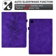 For Lenovo Tab M10 Plus 3rd Gen Peony Butterfly Embossed Leather Smart Tablet Case(Purple)