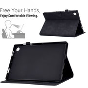 For Lenovo Tab M10 Plus 3rd Gen Peony Butterfly Embossed Leather Smart Tablet Case(Black)