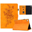 For Lenovo Tab M10 Plus 3rd Gen Peony Butterfly Embossed Leather Smart Tablet Case(Khaki) - Lenovo by PMC TechLife | Online Shopping South Africa | PMC TechLife | Buy Now Pay Later Mobicred