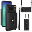 For Samsung Galaxy S10+ RFID Card Slot Leather Phone Case with Long Lanyard(Black) - Galaxy Phone Cases by PMC TechLife | Online Shopping South Africa | PMC TechLife
