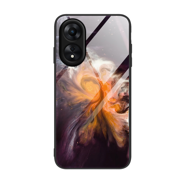 For OPPO A17 Marble Pattern Glass Phone Case(Typhoon) - OPPO Cases by PMC TechLife | Online Shopping South Africa | PMC TechLife | Buy Now Pay Later Mobicred