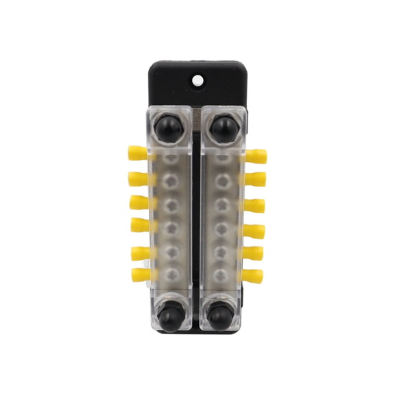 CP-3024 150A 12-48V RV Yacht Double-row 6-way Busbar with 16pcs Terminals(Black)